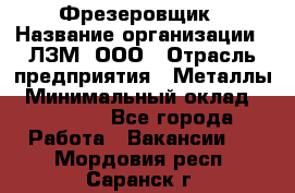 Фрезеровщик › Название организации ­ ЛЗМ, ООО › Отрасль предприятия ­ Металлы › Минимальный оклад ­ 35 000 - Все города Работа » Вакансии   . Мордовия респ.,Саранск г.